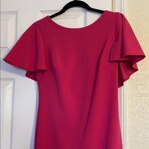 Calvin Klein Pink Midi Dress with Ruffle Sleeves